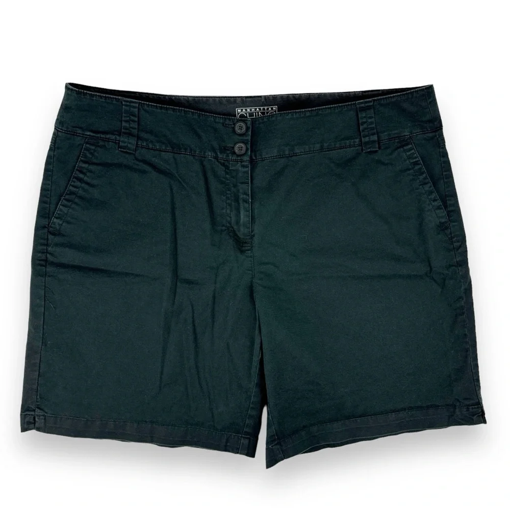 New York & Company Shorts Womens 18 Manhattan Chino Black Cotton Spandex Stretch
